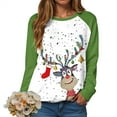 thumbnail image 6 of larppty Christmas Sweatshirt Raglan Long Sleeve Reindeer Graphic Pullover Tops for Women (Green, M), 6 of 9