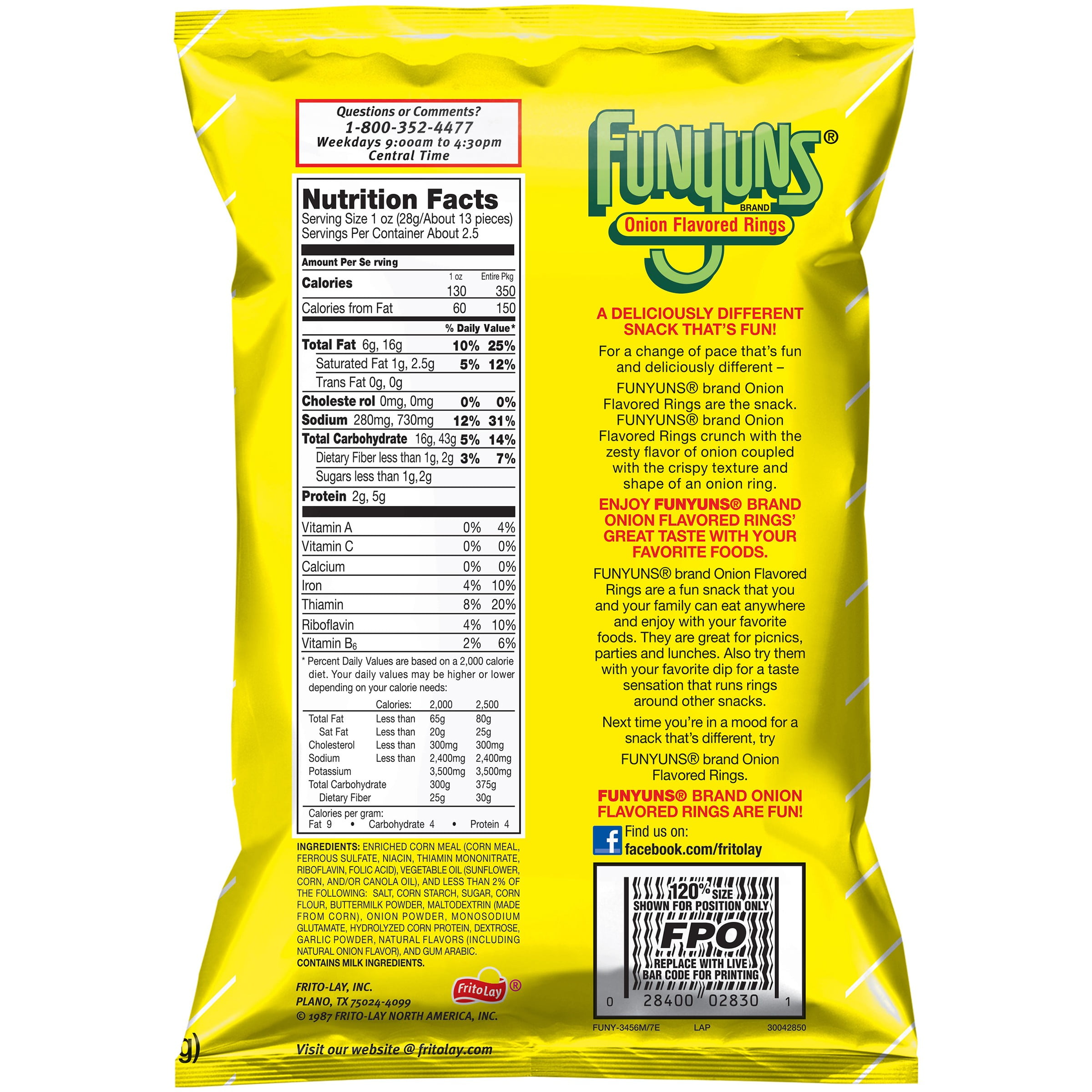 Frito Lay Funyuns Onion Flavored Rings, 2.625 oz