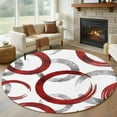 thumbnail image 2 of Round Rugs 8 Ft, Red Grey Non Slip Area Rugs for Kitchen Bedroom Entryway, Geometric Circle Modern Abstract Simple Art Washable Carpet Runner Rug Floor Mats for Bedroom Home Decor, 2 of 9