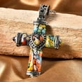 thumbnail image 6 of Colorful Rainbow Cross Necklace Black Oxidsized Murano Style Millefiori Glass Flower Stainless Steel Chain Size 20" Catholic Faith Christian Religious Jewelry Christmas Gifts for Women, 6 of 9