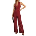 thumbnail image 2 of Coduop Women Elegant Sleeveless Jumpsuit Deep V-neck Backless Wide Leg Bodysuit Playsuit, 2 of 7