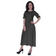 thumbnail image 4 of Moomaya Womens Gathered Waist Dress Tea Length Dresses Classic Summer Clothing, 4 of 7