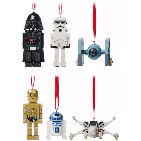 Star Wars Toys Sketchbook Ornament Set (Darth Vader, C-3P0, R2-D2, Stormtrooper, X-wing starfighter & TIE fighter)