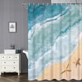 thumbnail image 2 of Beach Shower Curtain, Blue Ocean Shower Curtain for Bathroom Summer Starfish Waterproof Fabric Shower Curtain Set with Hooks, 72x84 Inch, 2 of 6