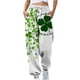 thumbnail image 1 of Pantalones de cintura elástica con bolsillo estampado informal a la moda para mujer del Día de San Patricio, pantalones largos rectos, pantalones de chándal Pompotops  ulkah938836, 1 of 5