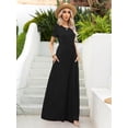 thumbnail image 4 of CALIPESSA Womens Summer Casual Loose Swing Black Floor Long Maxi Dress With Pocket, 4 of 5