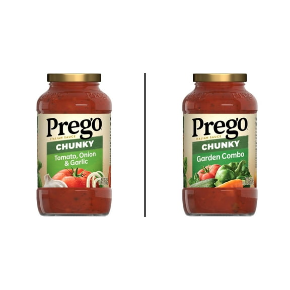 Prego Chunky Tomato with Garlic and Onion , 24 Oz Jar & Prego Chunky Garden Combo Pasta Sauce, 23.75 Oz