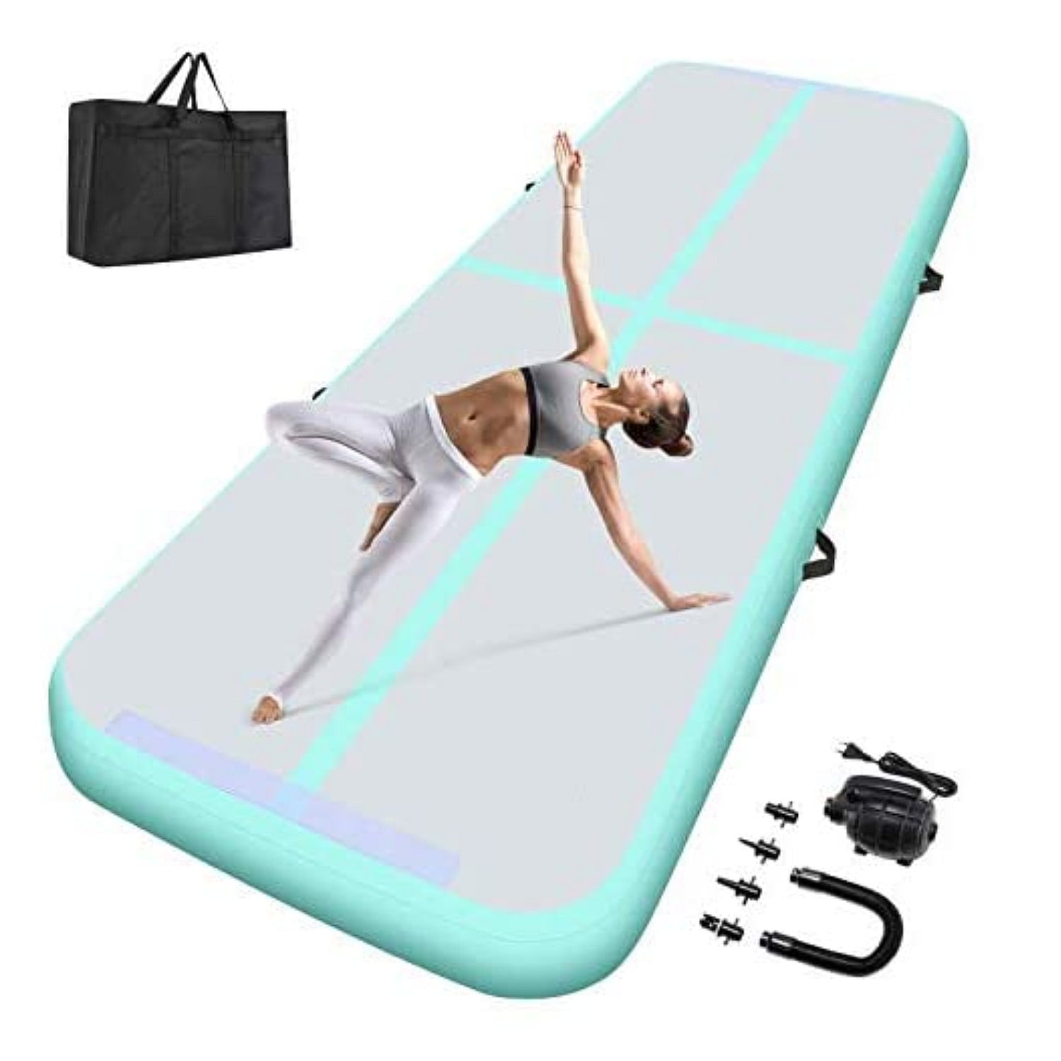 GARTIO 10FT/13FT Air Track Inflatable Gymnastics Tumbling Mat Training Mats 4 inches Thickness Airtrack Mats with Carry Bag Electric Air Pump for Home Use/Training/Cheerleading/Yoga/Water
