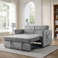 thumbnail image 2 of Lykos Loveseats Sofa Bed with Pull-out Bed，Adjsutable Back and Two Arm Pocket，Grey （54.5"x33"x31.5"）, 2 of 9