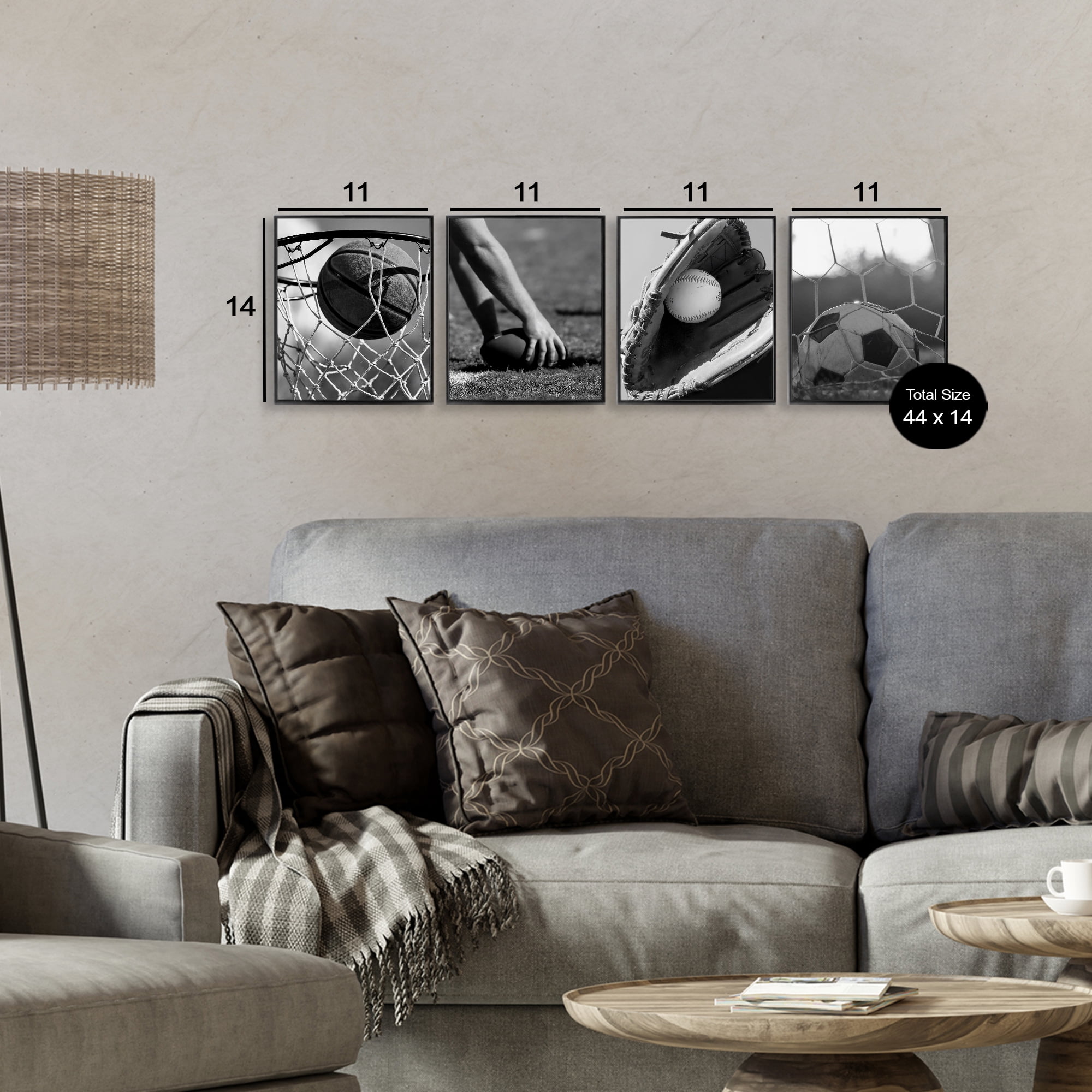 Stupell Industries Athletic Sports In Action 4 Piece Black Framed Giclee Art Set, design by Marcus Prime
