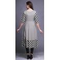 thumbnail image 4 of Bimba Light Gray3 Geometric Curve Diamond Printed Anarkali Dress Long Maxi Dress Indian Kurtis For Women Ethnic Kurti X-Large, 4 of 5