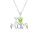 thumbnail image 1 of Collar con colgante de piedra verde claro JeenMata en forma de corazón con Amo a Mi Mamá en oro blanco 18K sobre plata, 1 of 2