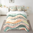 thumbnail image 2 of YST 7-Piece Geometric Wave Comforter Set, Queen, Pink Teal Beige, Modern Abstract Art, 2 of 4