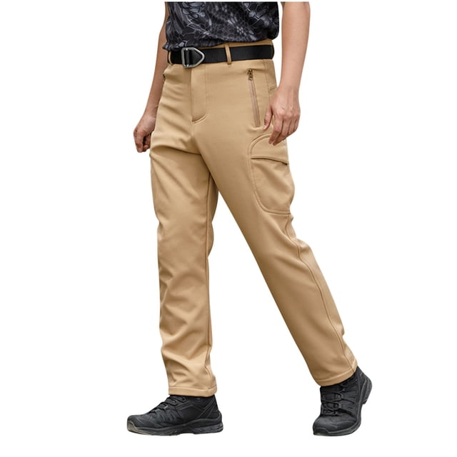Dagugfen Mens Cargo Pants Winter Lightfleece Warm Comfy Outdoor Climbing Tactical Pants Multi Pockets
