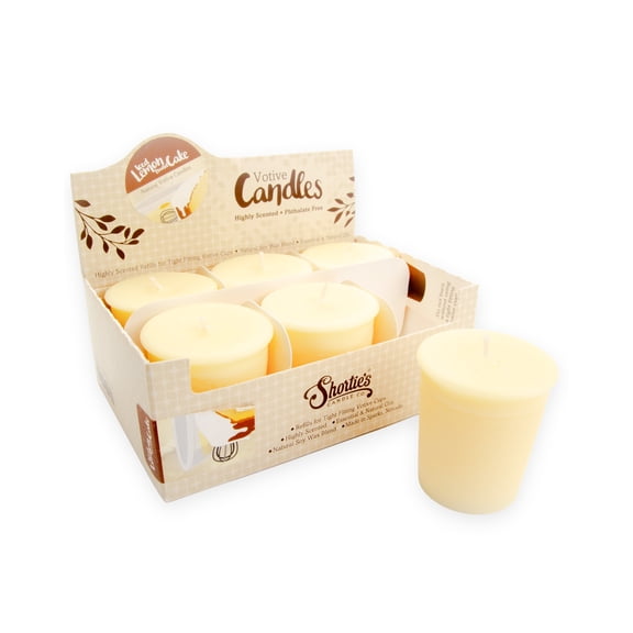 Iced Lemon Pound Cake Soy Votive Candles - Scented with Natural Fragrance Oils - 6 Beige Natural Votive Candle Refills - Bakery & Food Collection