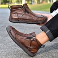 thumbnail image 5 of Men's High Top Loafers -Handcrafted Waterproof Leather Shoes, Ankle Boots with Side Zipper, Non-Slip Outdoor Sneakers, Warm Slip-On Footwear for Hiking Casual Walking, 5 of 7