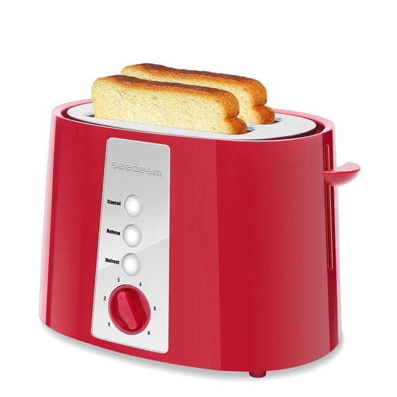 Toaster 2 Slice, Extra Wide Slot,with Cancel, Defrost, Reheat Function, 6 Shade Settings, for Waffle or Bagel, Removable Crumb Tray, 750W,Retro Red