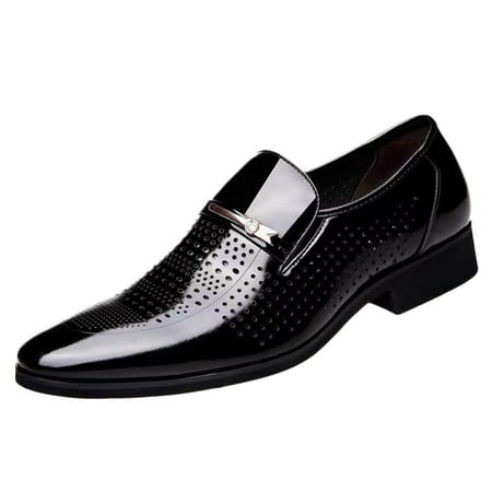 

XINSHIDE Shoes Classic Style Mens Shoes Fashion Hollow Out Metal Strip Decoration Business Casual Leather Shoes For Men