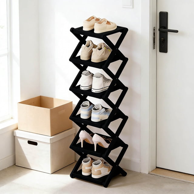 Tier Foldable Shoe Rack Organizer Shelf Space Saving Storage for Entryway Closet Bedroom Corner