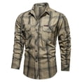 thumbnail image 2 of Men Plaid Casual Shirts Male Military Outdoor Loose Multi-pockets Tooling Shirts High Quality Man Large Long-sleeved Shirts 5XL, 2 of 6