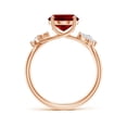 thumbnail image 2 of ANGARA Lab Grown 3.3 Ct Oval Ruby Butterfly Engagement Ring for Women in 14K Rose Gold (Size-10x8mm) | July Birthstone, Birthday, Anniversary, Jewelry Gift for Women | Lab-Grown Ruby Ring, 2 of 7