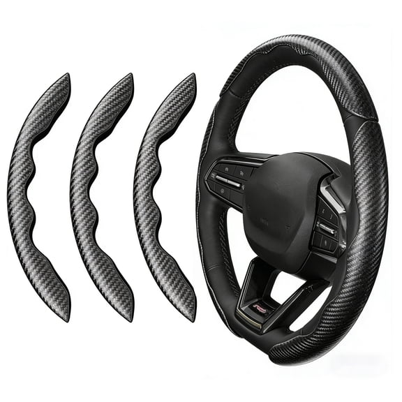 Carbon Fiber Steering Wheel Cover 3 Piece Anti-Slip Comfortable Grip Suitable for 99% Cars