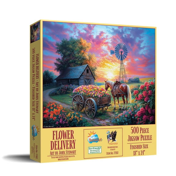 SUNSOUT INC - Flower Delivery - 500 piece Jigsaw Puzzle for Adults by Artist: John Stewart - Finished Size 18" x 24" - MPN# 77182