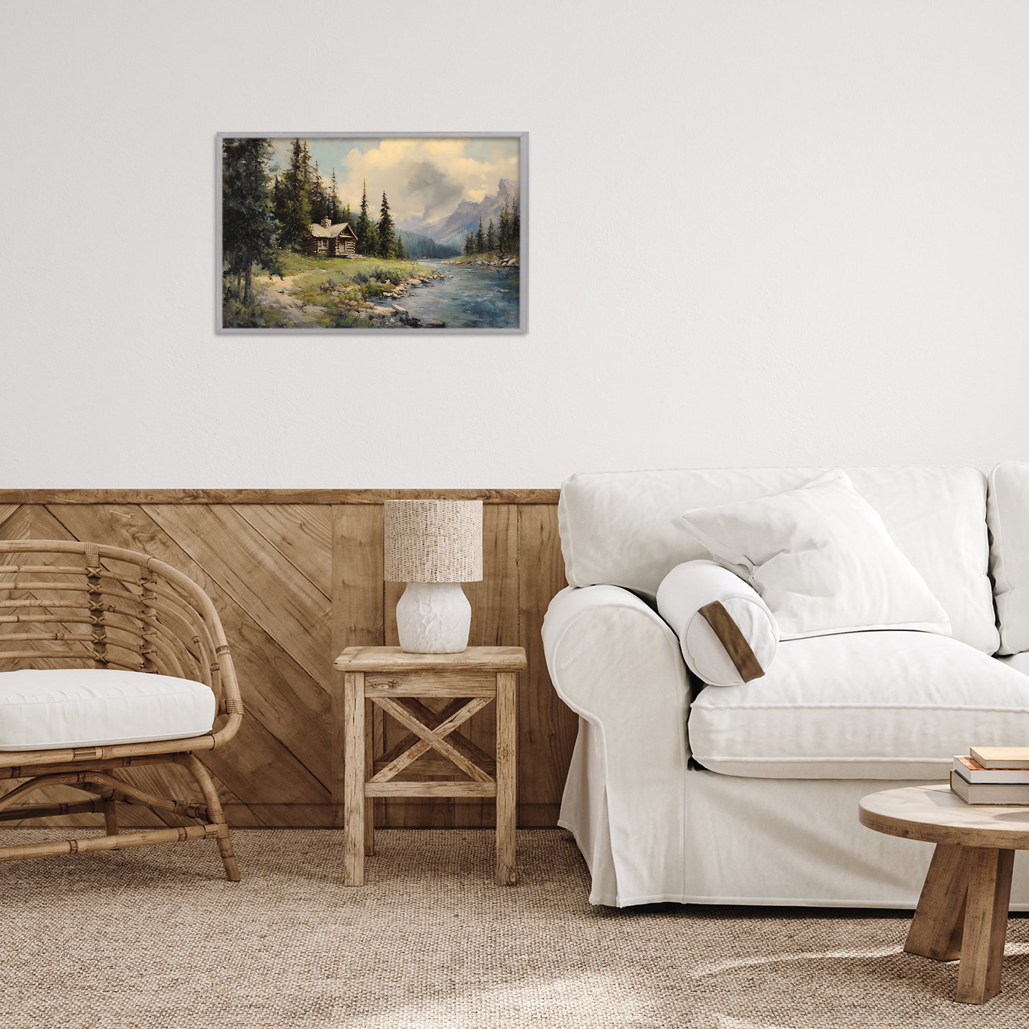 Stupell Industries Creek Cabin Riverside Retreat Gray Framed Giclee Art, design by Franklyn Gregory