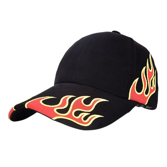 FNNMNNR Baseball Cap Unisex Fishing Flame Embroidery Sunscreen UV Outdoor Leisure Sunshade Baseball Cap Black
