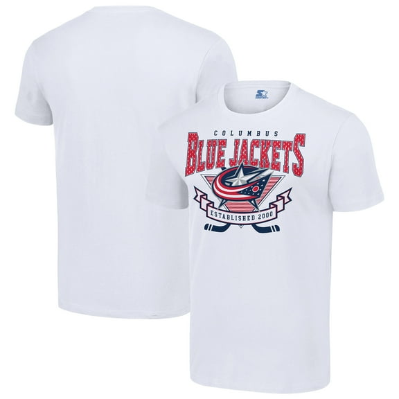Men's Starter White Columbus Blue Jackets Team Logo Graphic T-Shirt