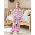 thumbnail image 4 of Family Matching Christmas Pajamas Set Santa Letter Print Holiday Satin Sleepwear Dad Mom Kids PJs, 4 of 10