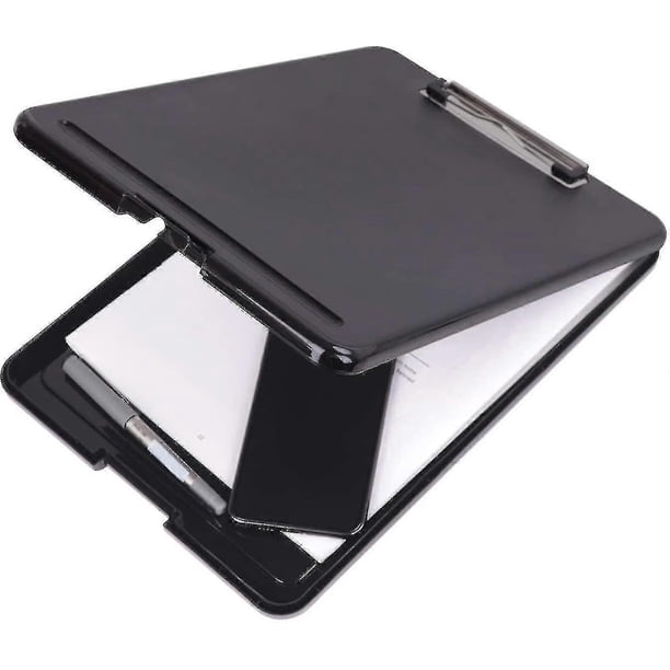 A4 Heavy Duty Storage Clipboard With Storage Compartment Business Office Document Holder, Black