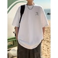 thumbnail image 1 of Men'S 2025 Sports Short Sleeve T-Shirt - Casual Crew Neck, Stretch Fabric, White with Black Print Design, Perfect for Outdoor Activities & Casual Attire, Casual Wear Tee | Crew Neck Shirt | Durab, 1 of 6