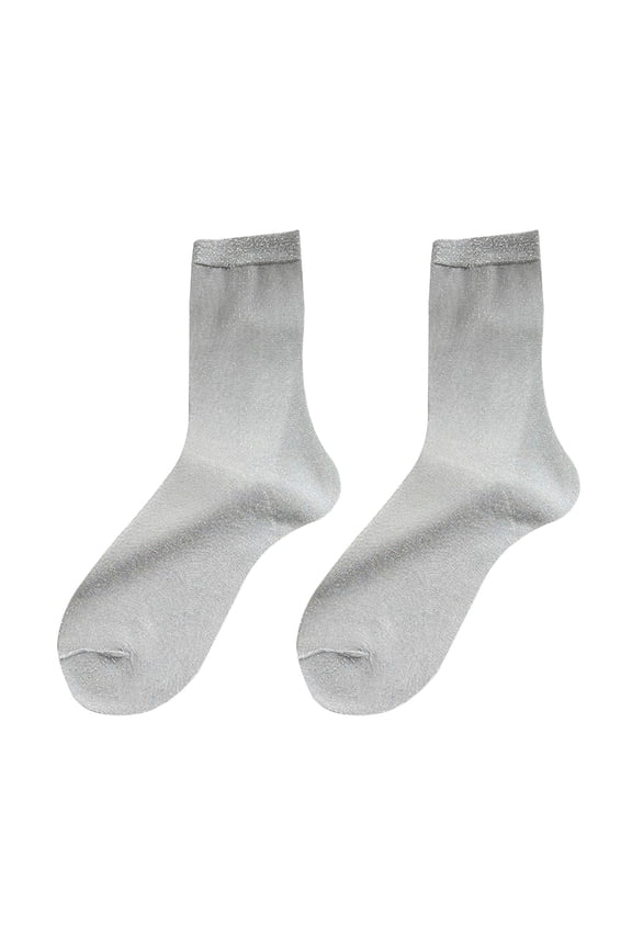 Women Sheer Glitter Crew Socks Metallic Shimmer Shiny Sparkly Socks Breathable Thin Ankle Socks for Ladies