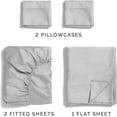 thumbnail image 4 of CGK Linens 5-Piece 400 Thread Count Cotton Sheet Set - Split King Size 100% Cotton Sateen Bed Sheets Fits 18"-24" Mattresses, Light Grey, 4 of 7