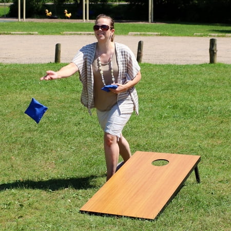 Sunnydaze Cornhole Bean Bag Toss Game Set with 2 Boards and 8 Bean Bags, Outdoor Yard Game ...