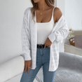 thumbnail image 2 of Women's Long Sleeve Open Front Cardigan Solid Color Hollow Out Knit Sweater Coat Casual Boho Loose Fit Mid Length Outerwear Cardigan Sweaters for Women, 2 of 2