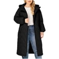 thumbnail image 3 of QATAINLAV Women's Zip Up Warm Hooded Quilted Coat Solid Color Long Winter Puffer Jacket with Pockets for Outdoor Work Skiing, Black, S, 3 of 10