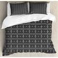 thumbnail image 1 of Afghan Queen Size Duvet Cover Set, Monochrome Middle Eastern Folklore Motifs Timeless Pattern Oriental Illustration, Decorative 3 Piece Bedding Set with 2 Pillow Shams, Black White, by Ambesonne, 1 of 3