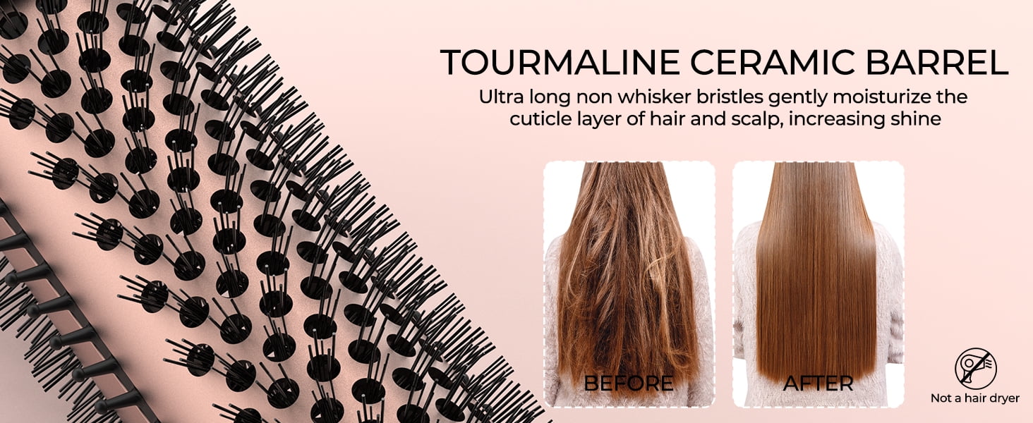 Thermal Brush 3 in 1 Set Ionic Heated Round Curling Create Volume & Smoother Hair Style for Fully Dried Hair Ceramic Fast Heating Curling Iron Brush with Temperature Lock & Auto-Power Off