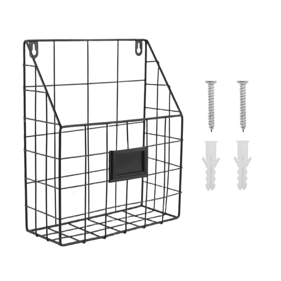 Wire Mail Basket - Wall Mounted Hanging Folder/Document Organizer Economic & Easy to Install Tray for Home Office More (1 Slot)