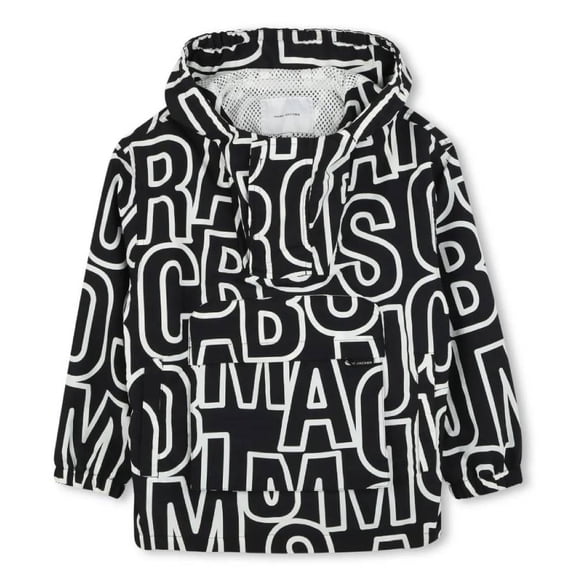 Little Marc Jacobs Monogram Hooded Windbreaker Jacket, Size 8Y