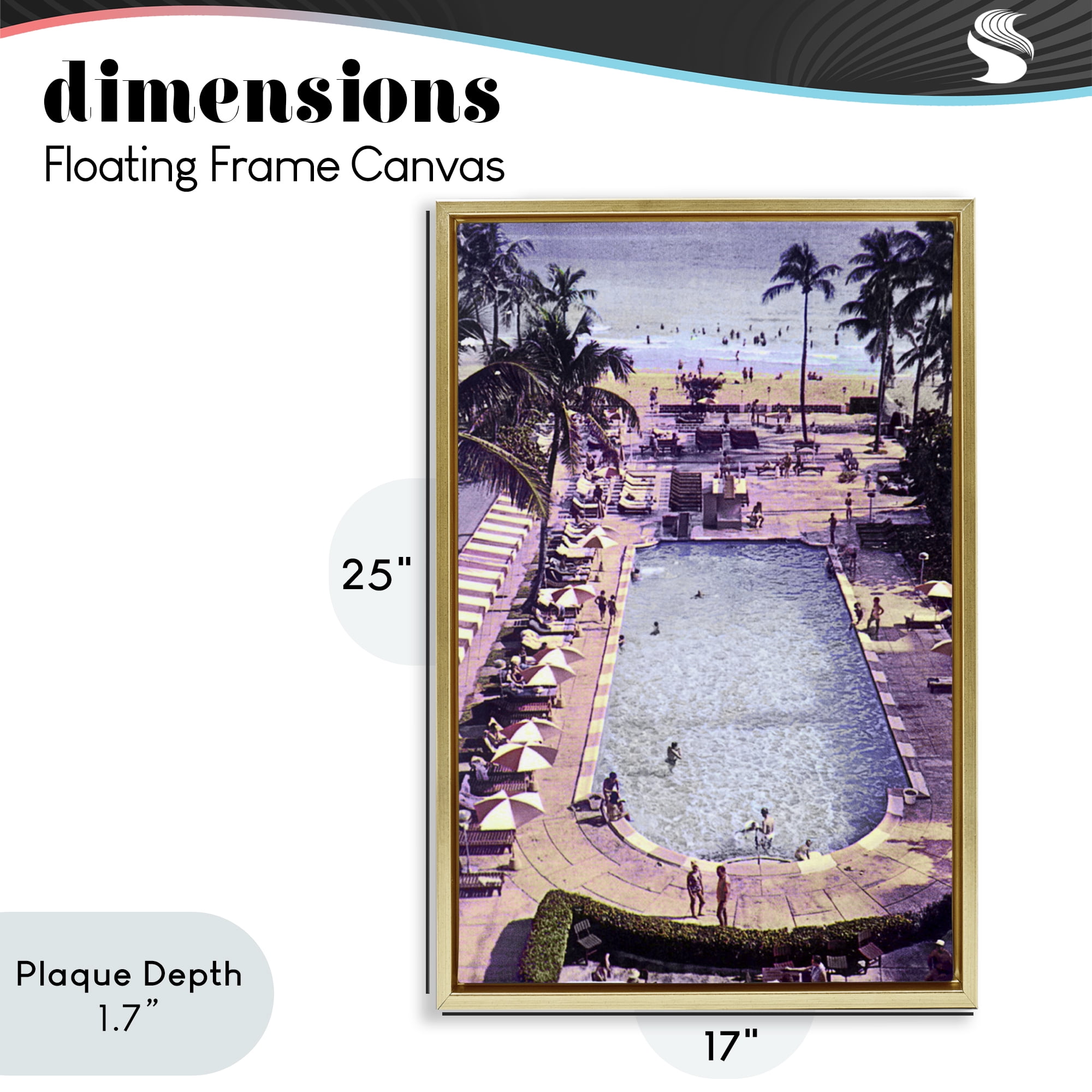 Stupell Industries Vintage Miami Sands Gold Framed Floater Canvas Wall Art, design by Grotto Studios
