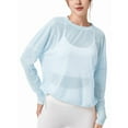 thumbnail image 1 of Blusa de Entrenamiento Holgada de Larga con Transparente para Mujer, Cuello Redondo y Mangas Largas Azul XL, 1 of 8