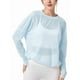 thumbnail image 1 of Blusa de Entrenamiento Holgada de Larga con Transparente para Mujer, Cuello Redondo y Mangas Largas Azul L, 1 of 8