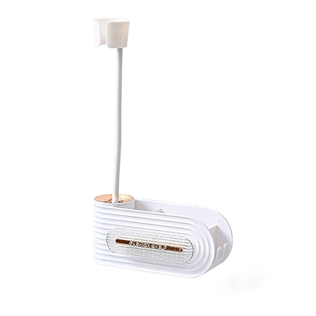 Percha para secador de pelo con gran capacidad de carga, resistente al agua y a la humedad, para montaje en pared, para baño, dormitorio, color blanco