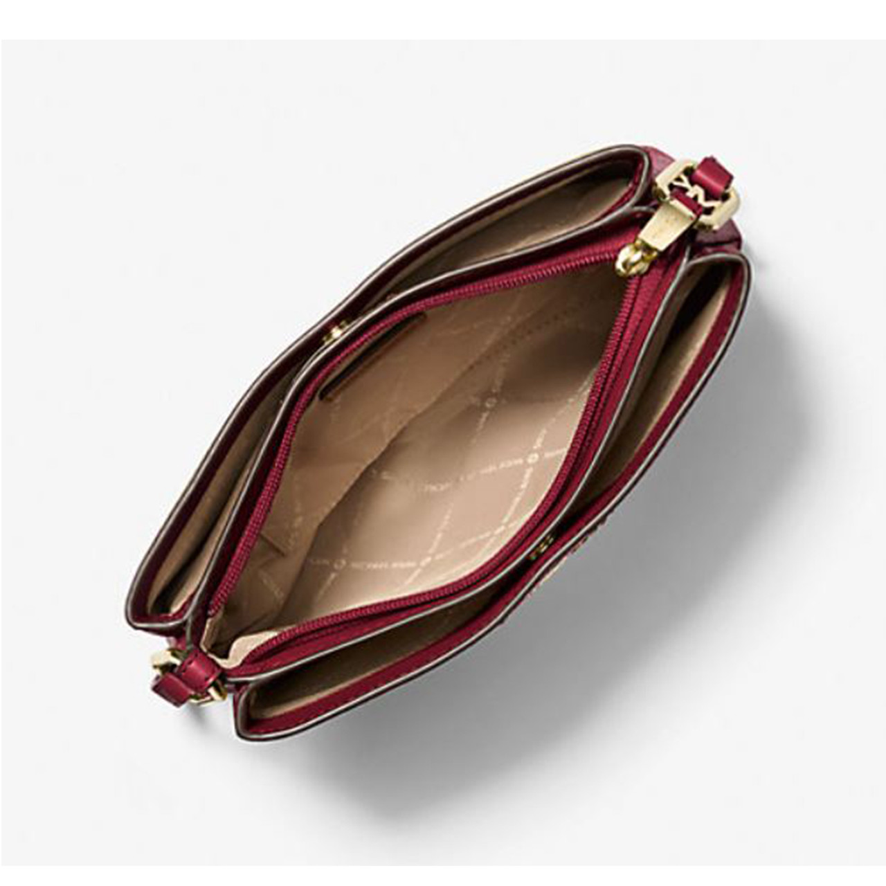 Michael Kors Women's Outlet Trisha Medium Pebbled Leather Crossbody Bag (Cherry) 35H1G9TC8L-Cherr