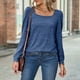 thumbnail image 2 of Blusa de mujer Fridja invierno Cuello cuadrado Manga larga Sólido casual, 2 of 5