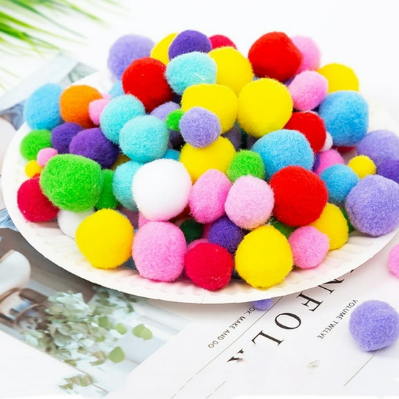 400Pcs Pom Poms for Craft Making, 10mm-30mm Multi Colors High-Elastic Mini Pom Poms Soft and Fluffy Arts and Crafts for Creative Craft Art DIY