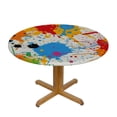 thumbnail image 3 of PIKWEEK  Multicolored Spots Fitted Round Tablecloth with Elastic Edge Waterproof Table Cover Splash Table Cloths Modern Tables Decoration for Dining Table,Picnic,Party, 3 of 7